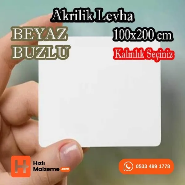 Beyaz - Buzlu Akrilik Dökme Pleksi Levhalar 100x200 cm