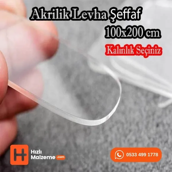 2 mm Şeffaf Akrilik Dökme Pleksi 100x200 cm