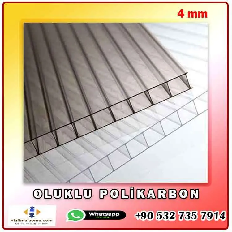 4 mm 210x600 cm Şeffaf Beyaz Bronz Oluklu Polikarbon Levha