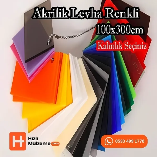 4 mm Renkli Akrilik Dökme Pleksi 100x300 cm