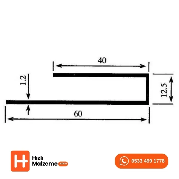 3015 - Alt. Bitiş. - U - Polikarbon Levha Bağlantı Profili