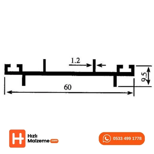 3012 - Alt Kapak Polikarbon Levha Bağlantı Profili