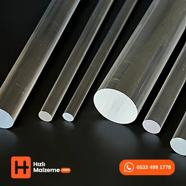 Akrilik Yuvarlak Çubuk Şeffaf ( Boy 1 Metre )