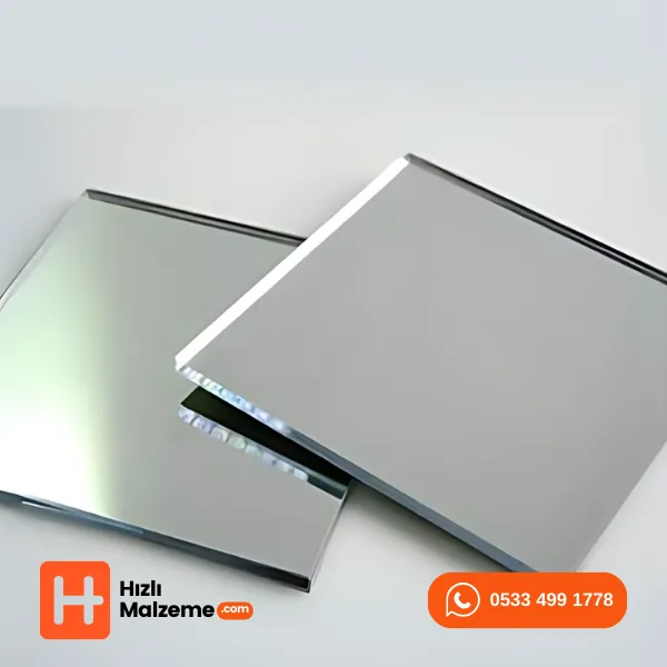 61x81 cm 6 Eşit Parça 0.80 mm Gümüş Yapışkanlı Ayna Pleksi Akrilik
