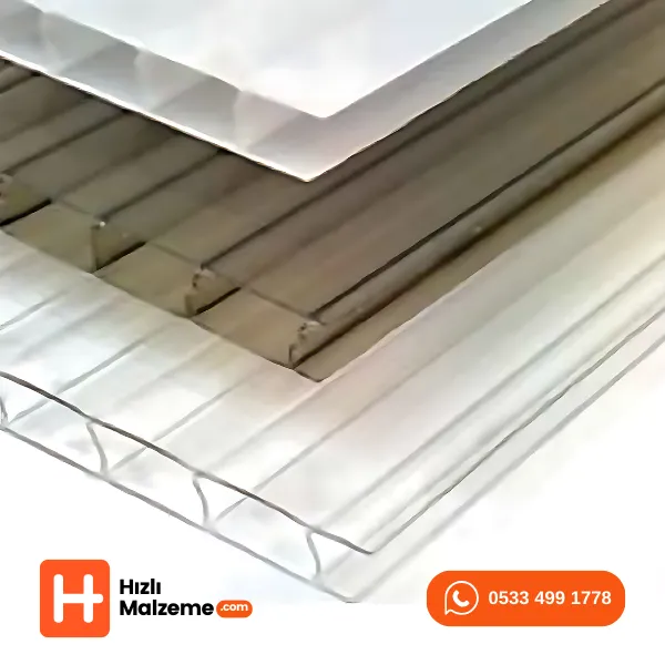 10 mm 210x600 cm Şeffaf Beyaz Bronz Gri Oluklu Polikarbon Levha