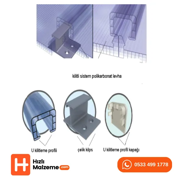Kilitli Sistem Polikarbon Bağlantı U Profili 