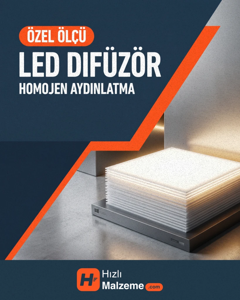 59,5 x 59,5 cm 6 Eşit Parça  Beyaz Led Difüzör Levha